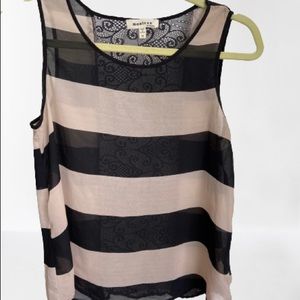 Black and tan striped too with lace inset in the back.